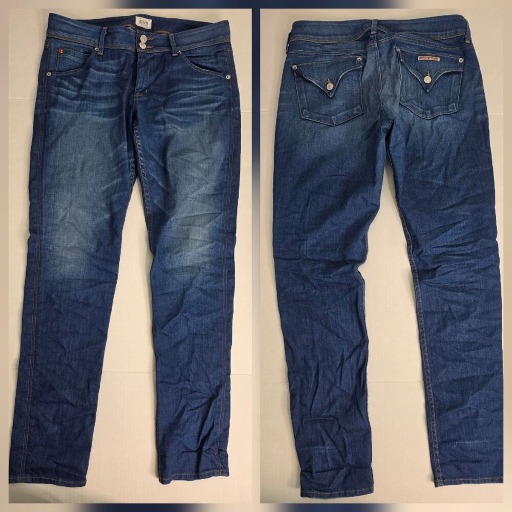 HUDSON Jeans Womens Sz 31 Skinny High Rise Dark Wash Stretch Collin Flap
